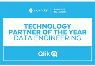 Snowflake partner network badge showing how Qlik is a Technology Partner of the Year in Data Engineering.